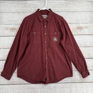 Booch Craft Organic Hard Kombucha Button Down Shirt Adult XXL Maroon Embroidered